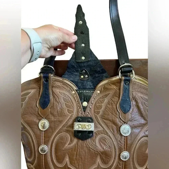 Handmade Western Boot Genuine Leather Shoulder Bag Purse - Picture 12 of 16